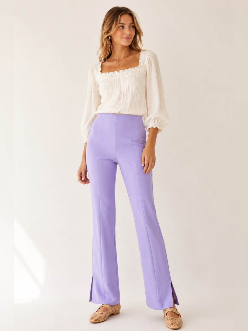 7 For All Mankind High-Waist Lavender Purple Flare Pants Size Medium